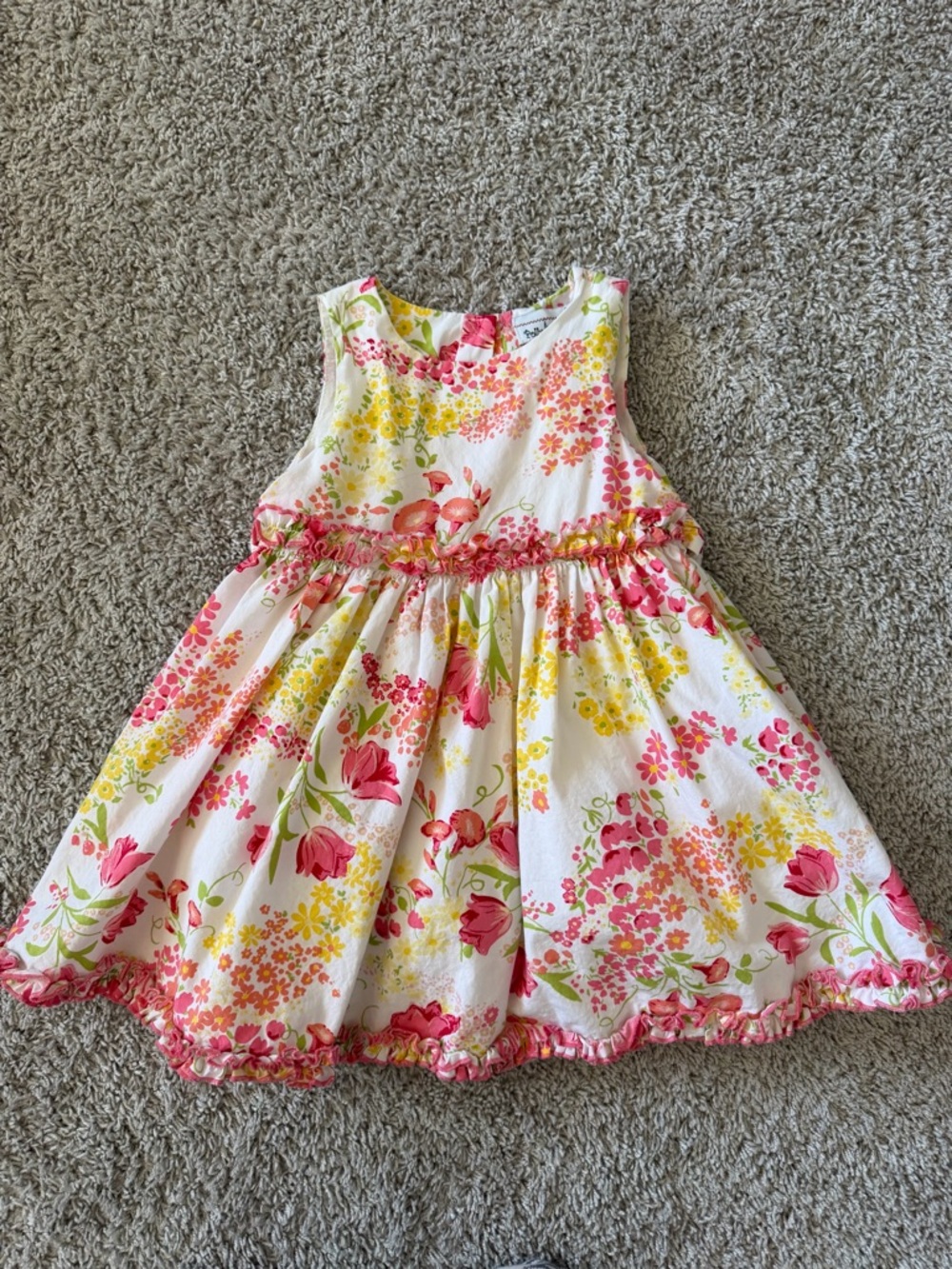 Girls Floral Sleeveless Cotton Dress